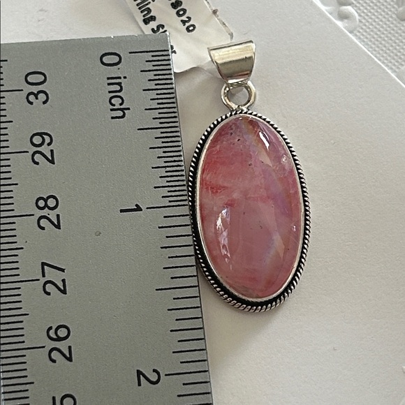 Sterling Silver Large Oval Pink Moonstone Pendant - Picture 10 of 10